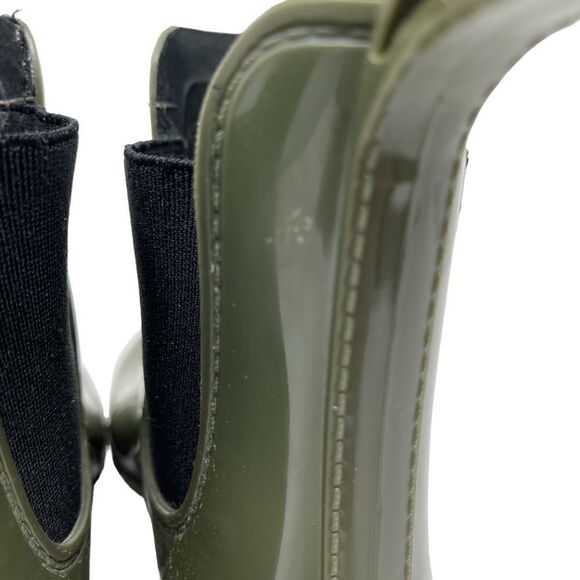 J Crew Chelsea Outdoor Stretch Inset Ankle Rain Boots Olive Green Women's 6 - Picture 7 of 10